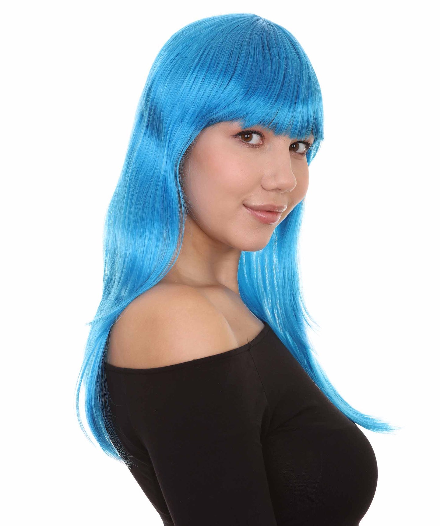Wigs2you ハロウィン パーティー プレミアム レディース H-1069 とても快適なグラマー グリーン ウィッグ ネオン ブルー色