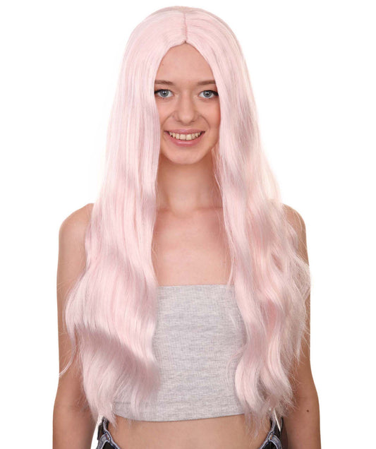 プレミアムハロウィンパーティーレディ H-5415 エクストラロングレングス ウェービーハロウィンエレクトロニックポップスターウィッグ ピンク