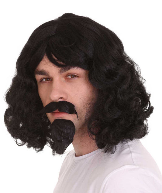 Wigs2you ハロウィンパーティー プレミアム メンズ H-613 銃士ウィッグとヤギひげ ブラックカラー