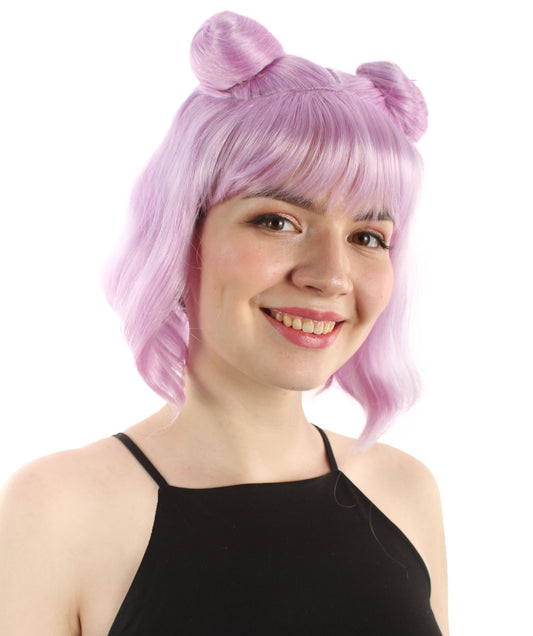 女性用ショートダブルバンスペースギャラクシーウィッグ ライトパープル H-5376_11 女子会とグループコスチューム用ヘア