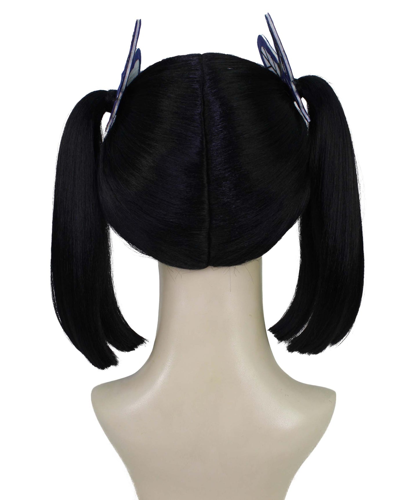 ハロウィーンのために完全な分けられたフリンジが付いているWigs2youの大人の女性のH-5888悪魔の黒のツインテールのかつら 難燃性の合成繊維