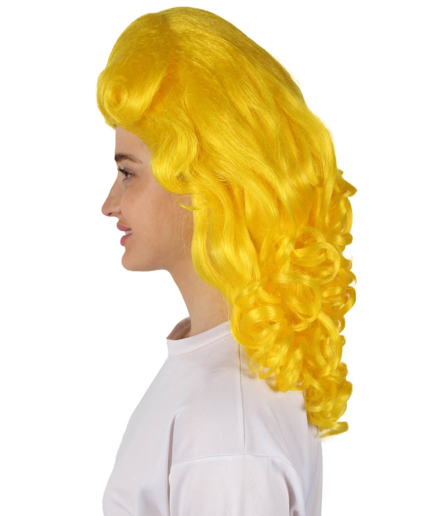女性用トロールロングカーリーウィッグ イエロー H-5247_YL ファンシースタイル プレミアムハロウィンパーティーウィッグコレクション