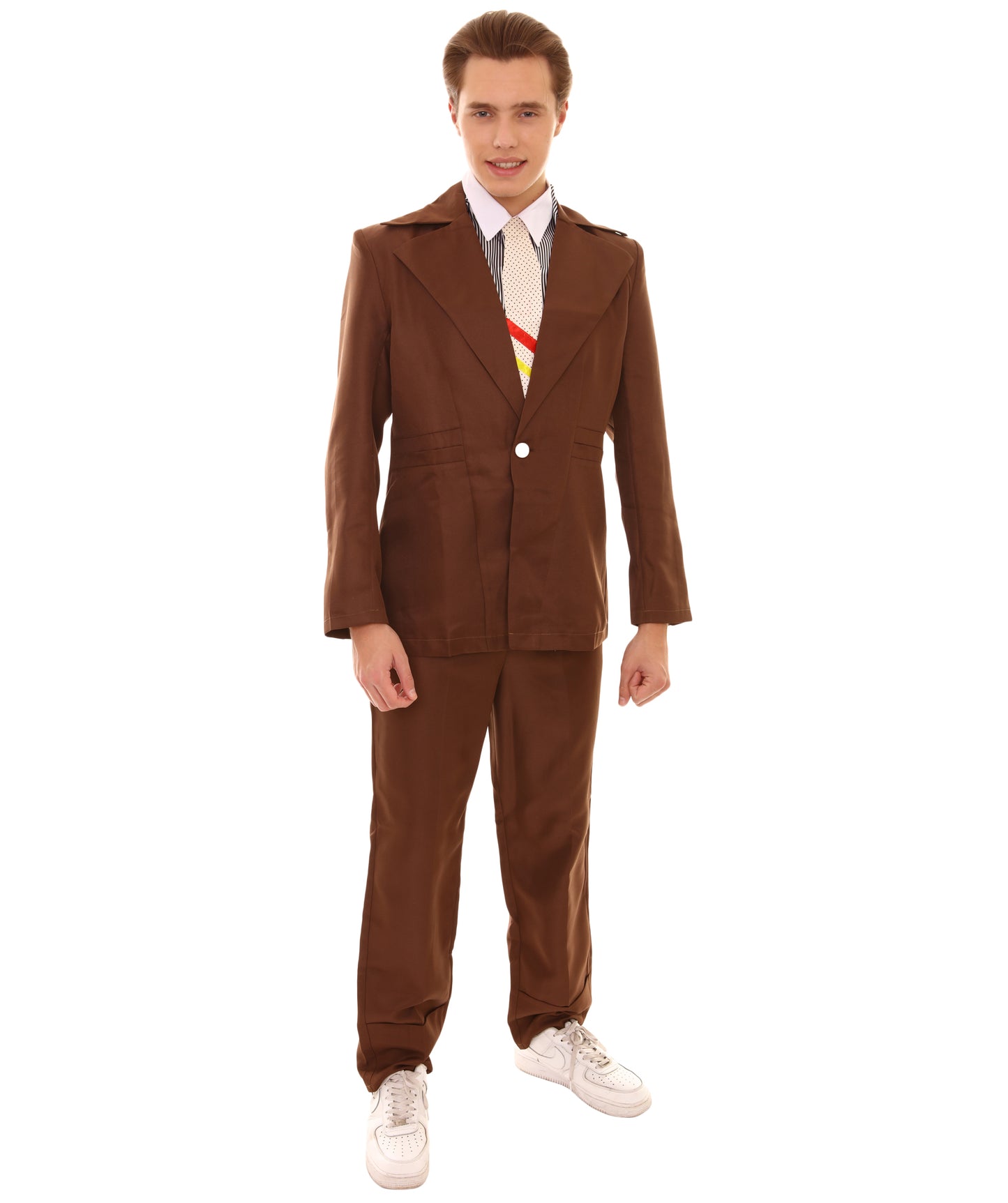 男性用 JCP-002_7 70'sロックスター スーツ コスチューム ディッキーとタイ付き プレミアム ブラウン ハロウィンコスチューム