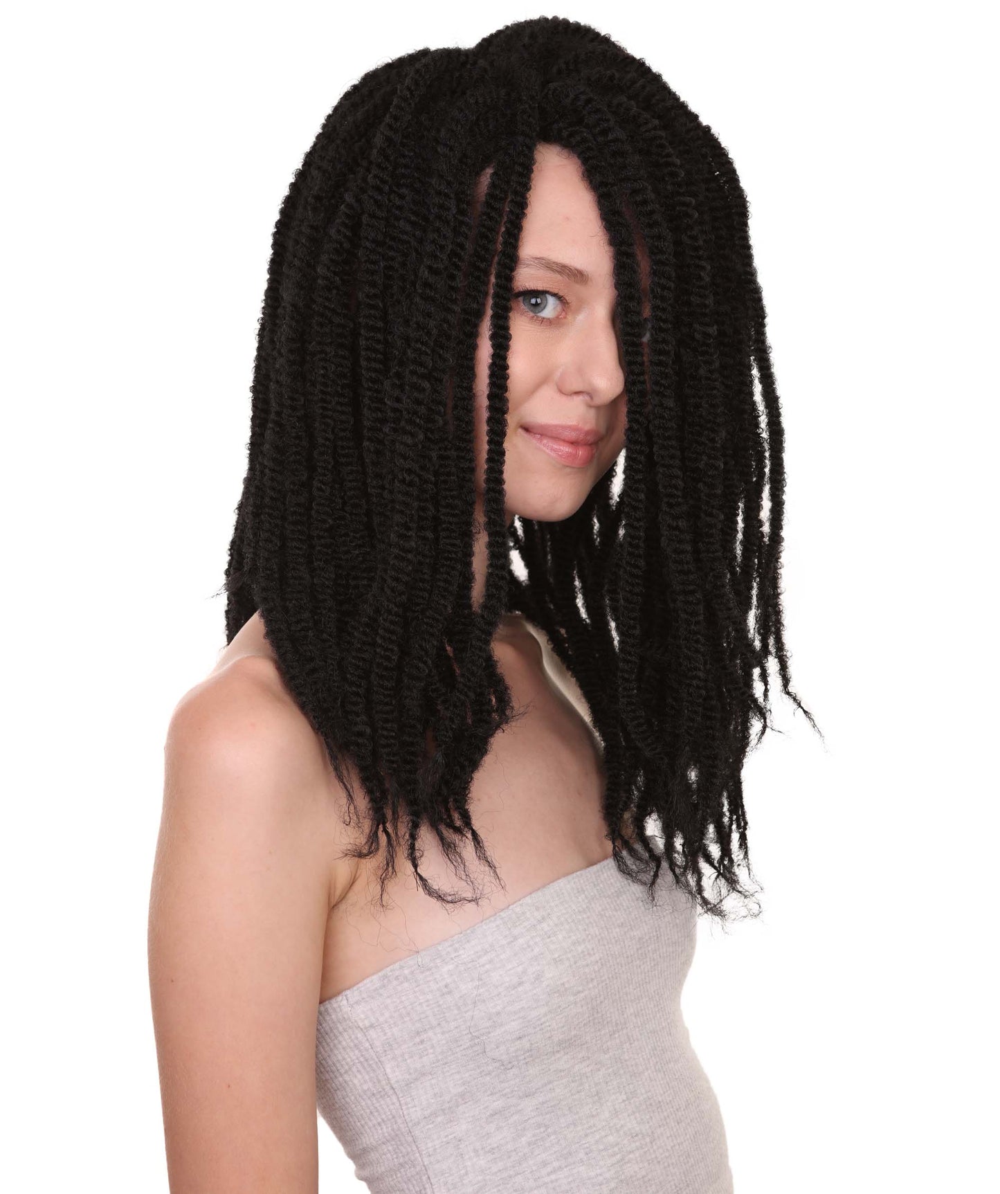 Wigs2youハロウィンパーティープレミアムレディースH-1942 美しい見た目のロングブラックドレッドロックウィッグ