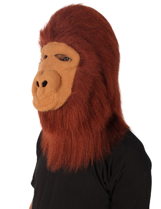 ハロウィンパーティープレミアムメンズ H-5646-BG ヘアリーユニセックスエイプマスクのみ バーガンディ 軟らかい合成繊維