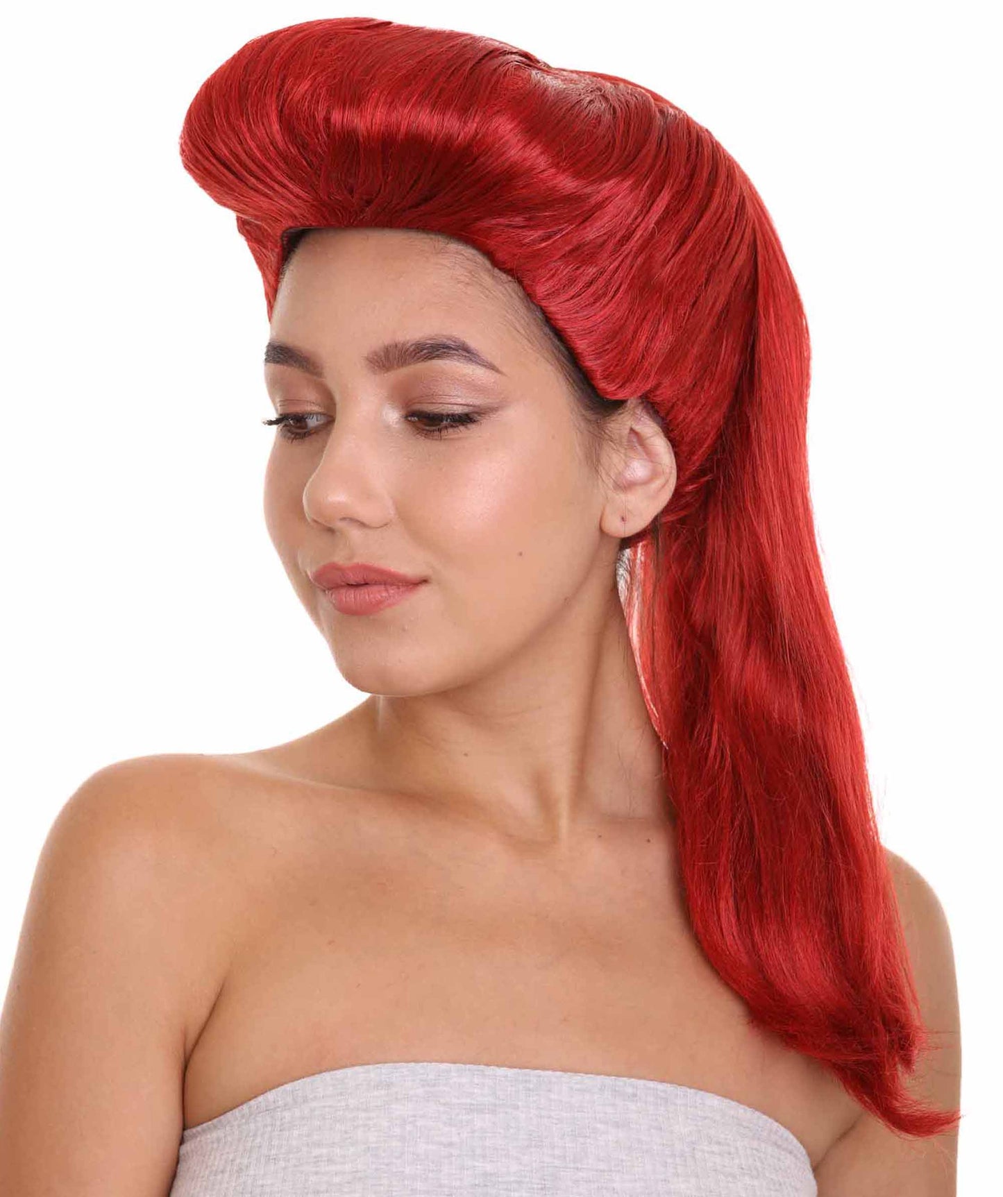 Wigs2you H-5234レディースミディアム長さマゼンタストレートポニーテールコスプレウィッグプレミアム通気性キャップレスキャップ