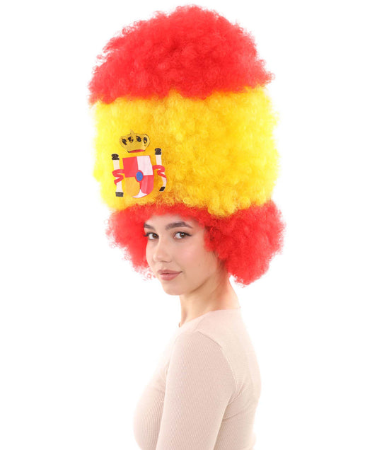 スペインフラッグ スポーツパーティージャンボアフロウィッグ H-3961 プレミアム 通気性の良い キャップレスキャップ