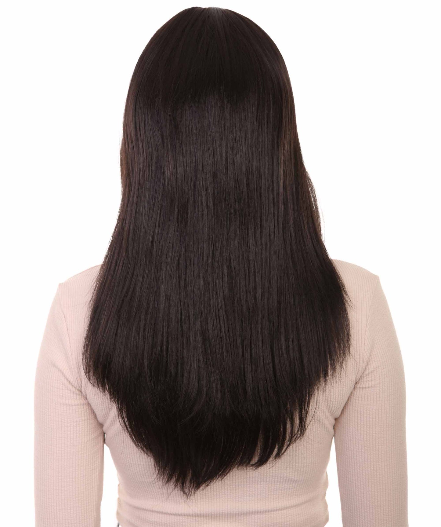 ハロウィンパーティー プレミアム 女性用 H-2845 ロング ウェーブ ブラック ウィッグ