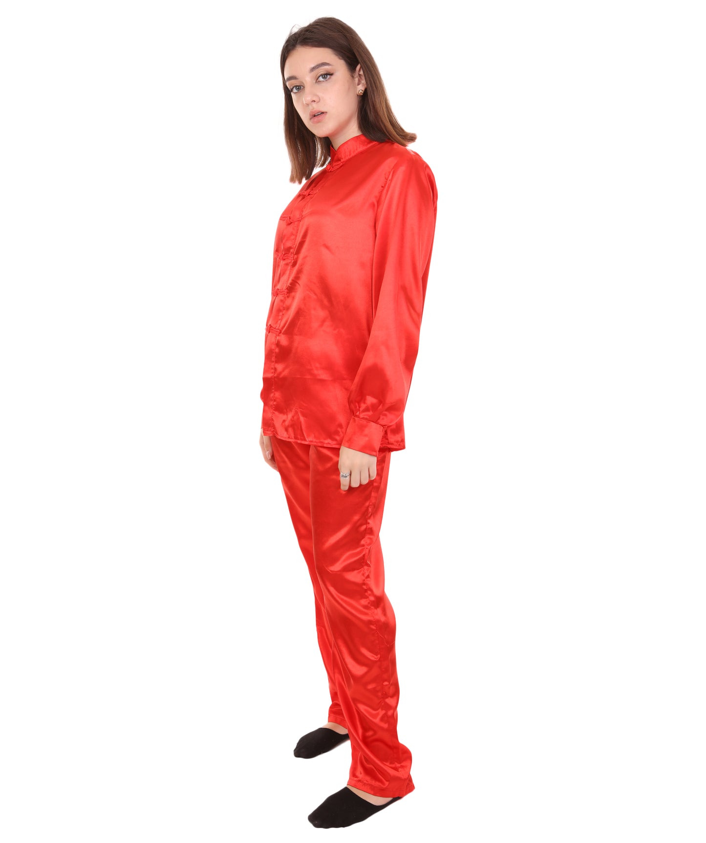 大人用ウィメンズ JCO-270_15 中国の伝統的なカンフー レッドサテン 制服 コスプレ衣装