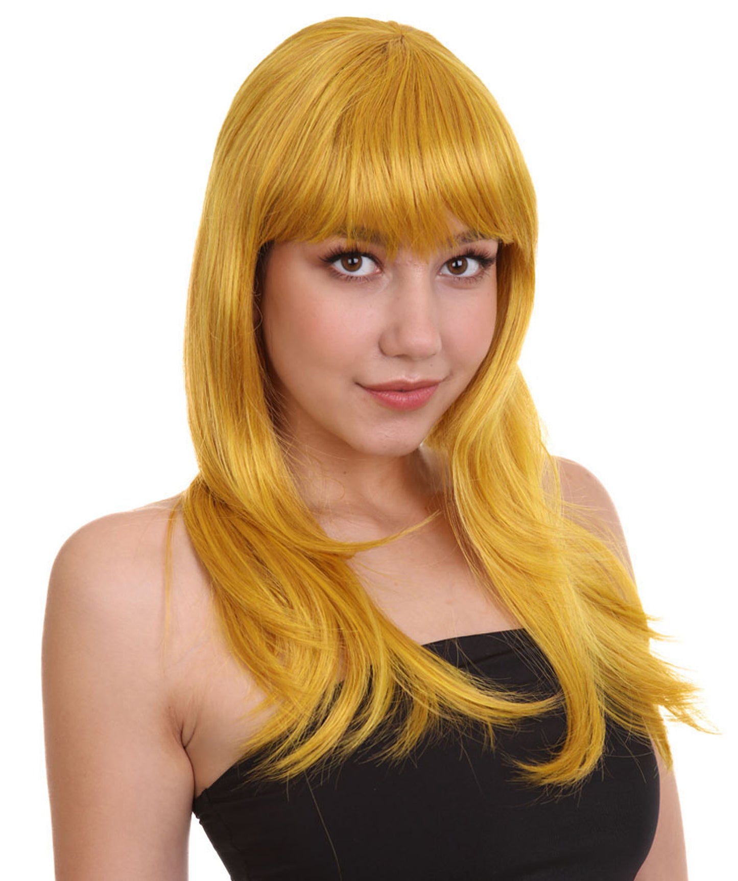 Wigs2you ハロウィンパーティープレミアムレディース H-1063 とても快適なグラマーグリーンウィッグ ゴールドカラー