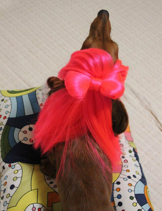 ペットウィッグ P-012 ネオンホットピンク 夢想的な変身のための魅惑的なペットウィッグ