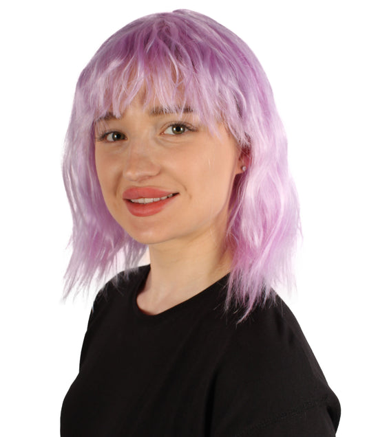女性用ショルダーレングスバング波状コスプレウィッグ ライトパープル H-5229_13 ファンシースタイル プレミアムハロウィンパーティーウィッグコレクション