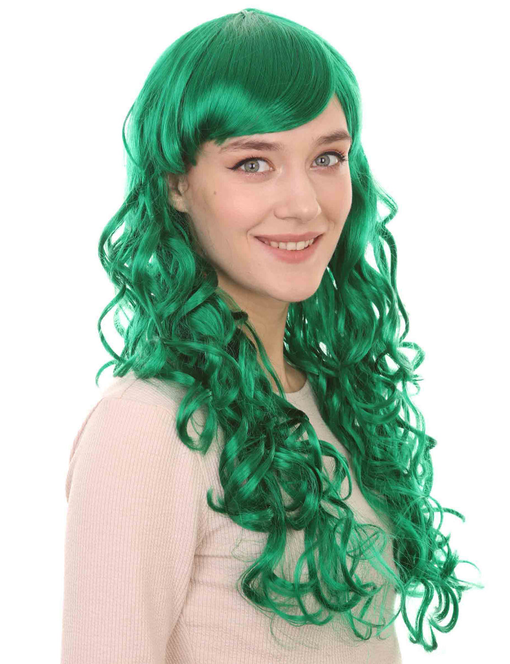 Wigs2you ハロウィン パーティー プレミアム レディース H-663 ロング グリーン カール ウィッグ