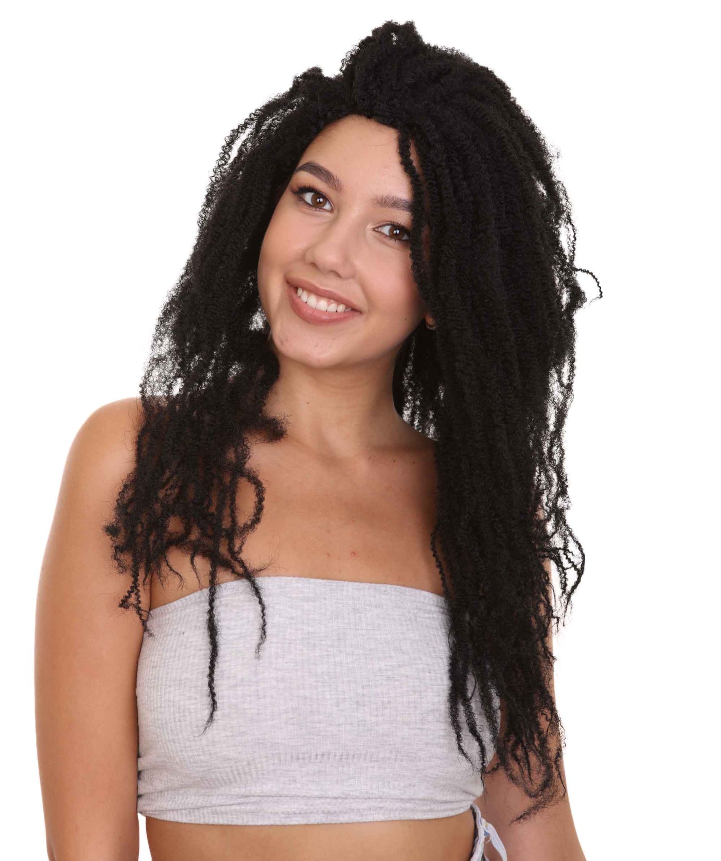 Wigs2youハロウィンパーティープレミアムレディースH-1966 美しい見た目のジャマイカンラスタスタイルブラックドレッドロックウィッグ