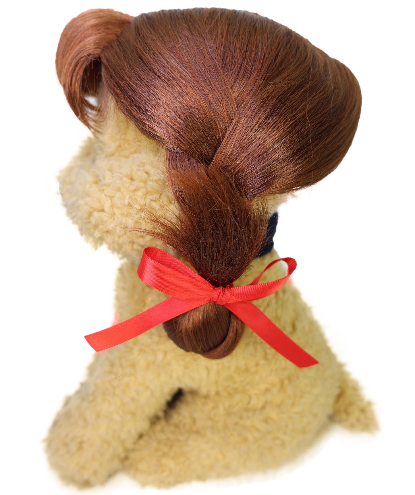 Wigs2you P-046 ペット用犬ウィッグ&ヘッドギア|赤茶色(オーバーンブラウン)のふわふわ合成繊維ウィッグ・通常キャップ付き|耐熱性ショートスタイル・小型ペット向け