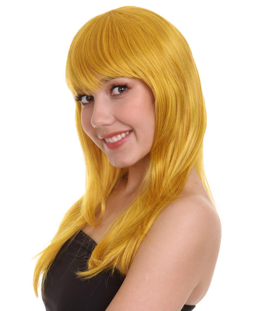 Wigs2you ハロウィンパーティープレミアムレディース H-1063 とても快適なグラマーグリーンウィッグ ゴールドカラー