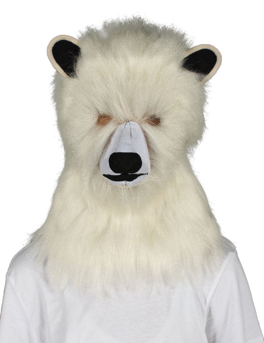 ハロウィンパーティープレミアムメンズ H-5592 白いポーラーベアのウィッグとマスク ソフト合成繊維