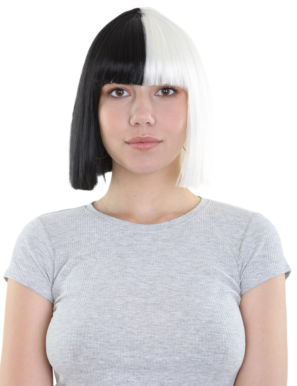 Wigs2you ハロウィンとパーティー プレミアム レディース H-489 SIA ブラックとホワイト ウィッグ Sサイズ