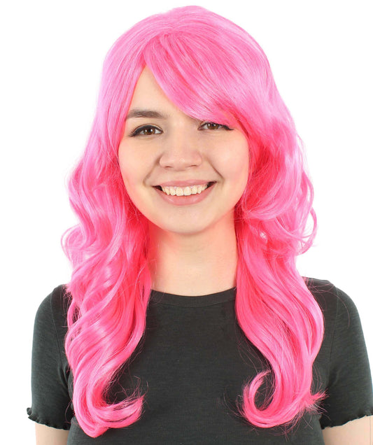 マーメイドフェアリーテールウィッグ ダークピンク H-5380_1 長いウェービー コスプレ ハロウィーン衣装 パーティーヘア 合成繊維