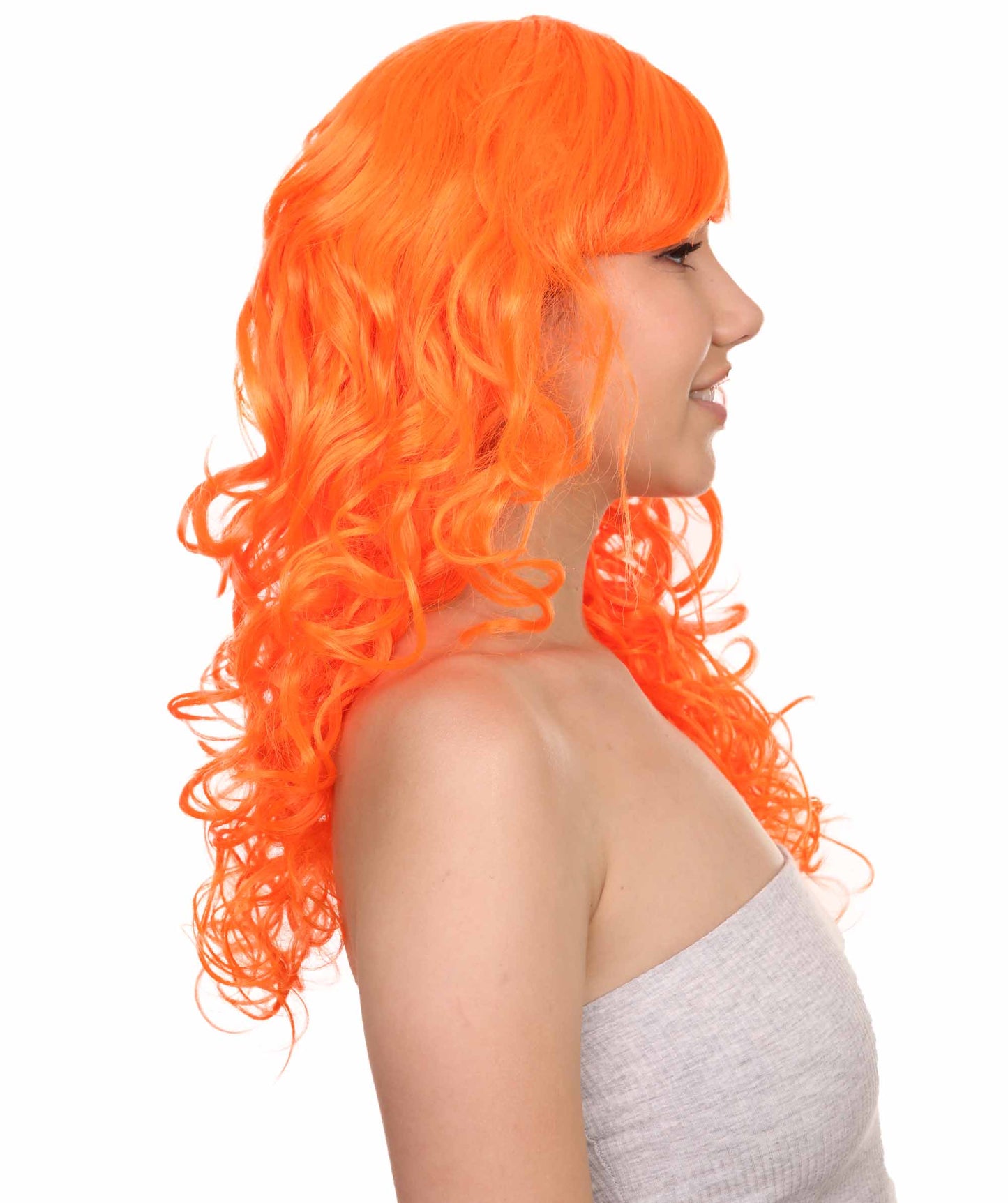 Wigs2you ハロウィンパーティー プレミアム レディース H-1030 着用しやすい ベラウィッグ ネオンオレンジカラー