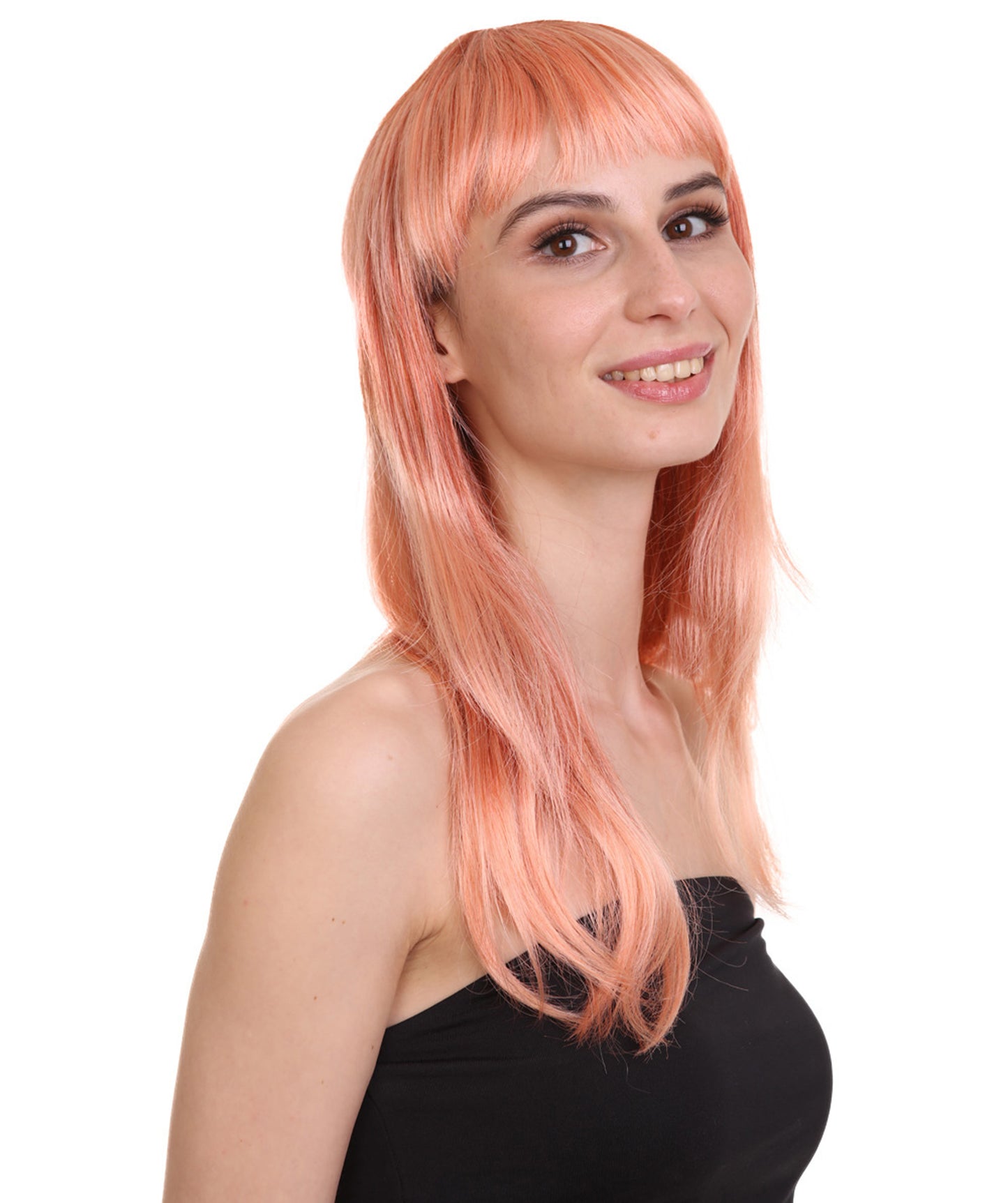 Wigs2you ハロウィンパーティープレミアムレディース H-1041 とても快適なグラマーグリーンウィッグ ピーチカラー