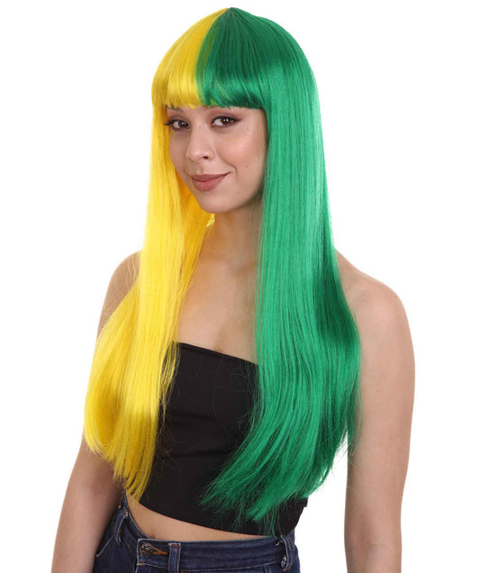 ハロウィンパーティープレミアムレディース H-4103 トーントーンイエロー&グリーンロングボブウィッグコレクション