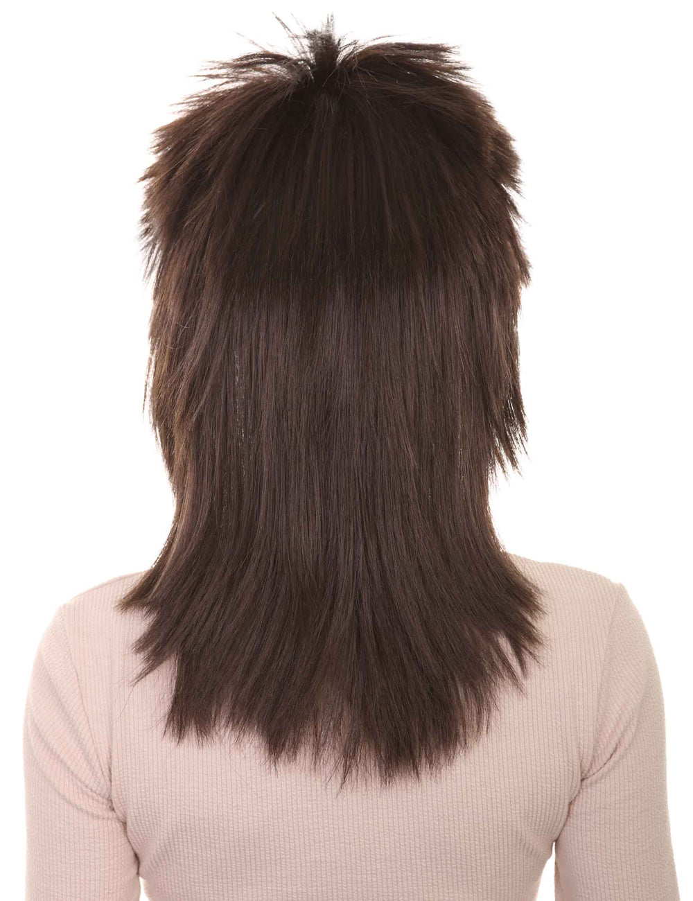 Wigs2you ハロウィン パーティー プレミアム H-1333 簡単に着用でき 快適なフィット感 80 年代女性ダークブラウン ロッカー スタイルウィッグ