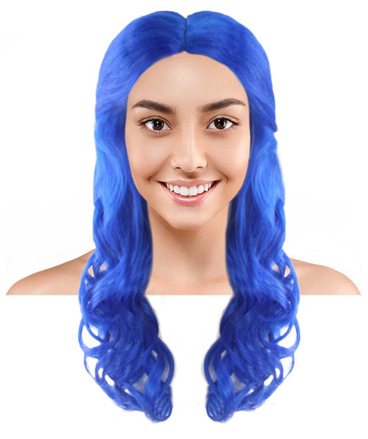 ハロウィンパーティー プレミアム 女性用 H-2949 ダークブルー ロング ウェーブ ウィッグ