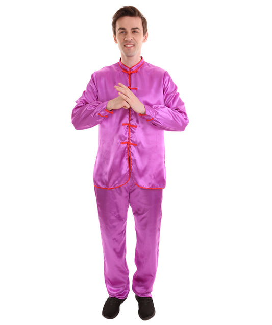 大人用メンズ JCO-269_14 中国の伝統的なカンフー ネオンパープルサテン 制服 コスプレ衣装