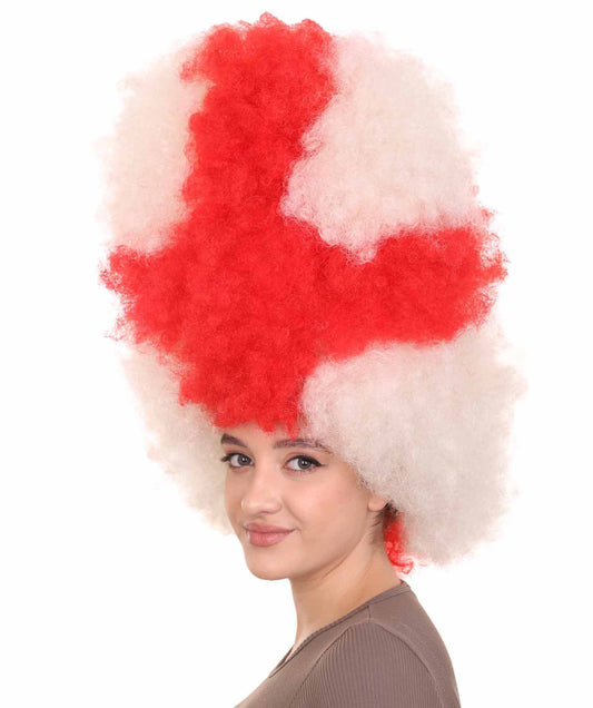 イングランドフラッグ スポーツパーティージャンボアフロウィッグ H-3954 プレミアム 通気性の良い キャップレスキャップ