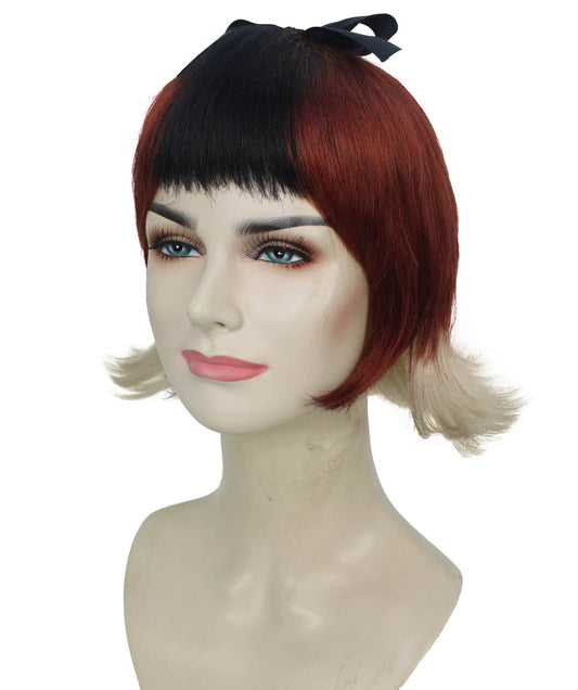 レディース H-5987 イングリッシュ ドラァグ クイーン レッド&ブラック ウィッグ ハロウィンやコスプレに最適 キャップレスキャップ 合成繊維