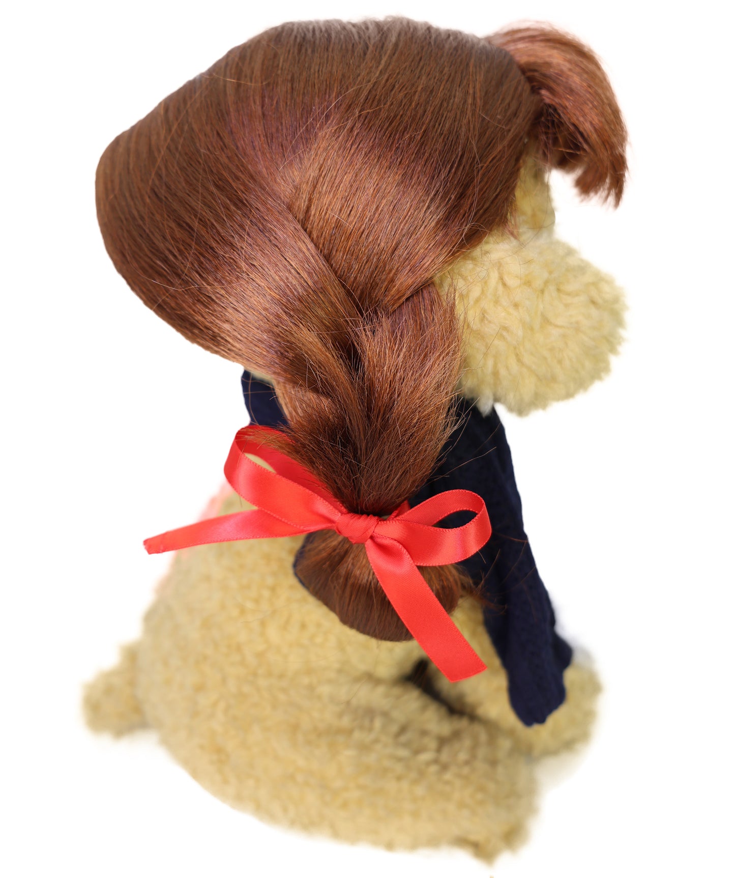 Wigs2you P-046 ペット用犬ウィッグ&ヘッドギア|赤茶色(オーバーンブラウン)のふわふわ合成繊維ウィッグ・通常キャップ付き|耐熱性ショートスタイル・小型ペット向け