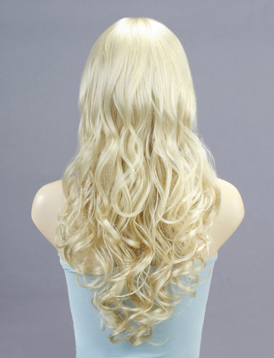レディースファッション W-747 ロングウェーブ C-プラチナブロンド コスプレヒートスタイラブルウィッグ