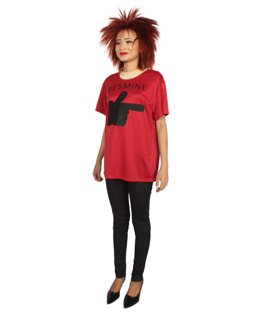 大人向け女性用 バレンタインデー ワインレッド マッチング カップル "He's Mine" Tシャツ コスプレ コスチュームコレクション