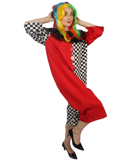 女性 JCP-156 のいたずらっぽいクラウンジャンプスーツコスチューム マルチハロウィンコスチューム