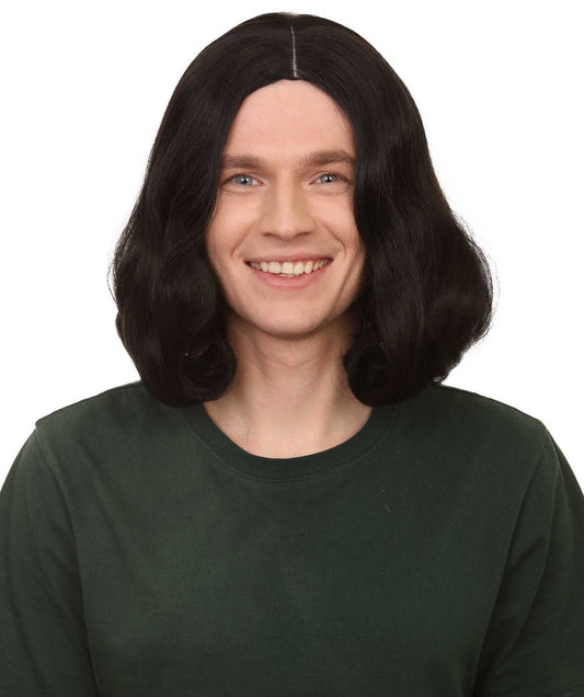 ハロウィンパーティー プレミアム 男性用 H-2249 ブラック ウェービー ウィッグ