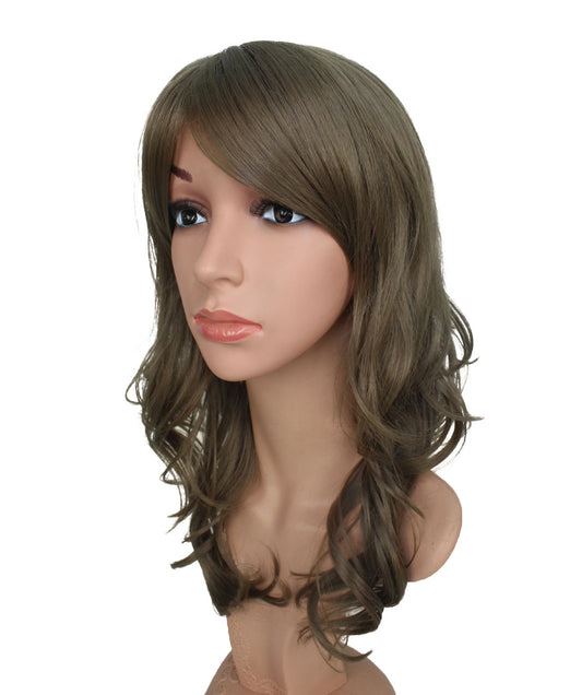 緩いカールでナチュラルに!ロング巻き髪スタイルです 耐熱なのでアレンジ自由自在! ウィッグネット付き W-521