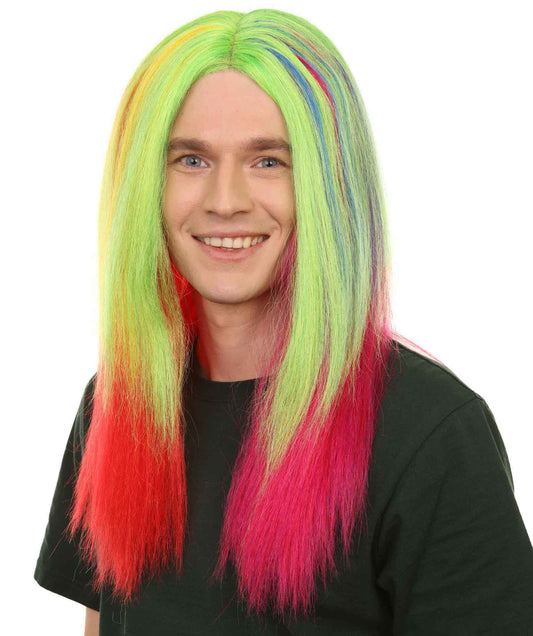 ハロウィンパーティープレミアムメンズ H-5587 ロングレングスレインボーラッパーレースウィッグ 合成繊維ヘア