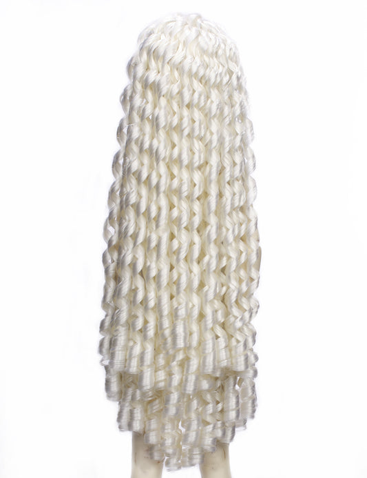 スペシャルな小さなカールのバンドストレートフリンジブレンドの人形のウィッグ W-655 ホワイトの色