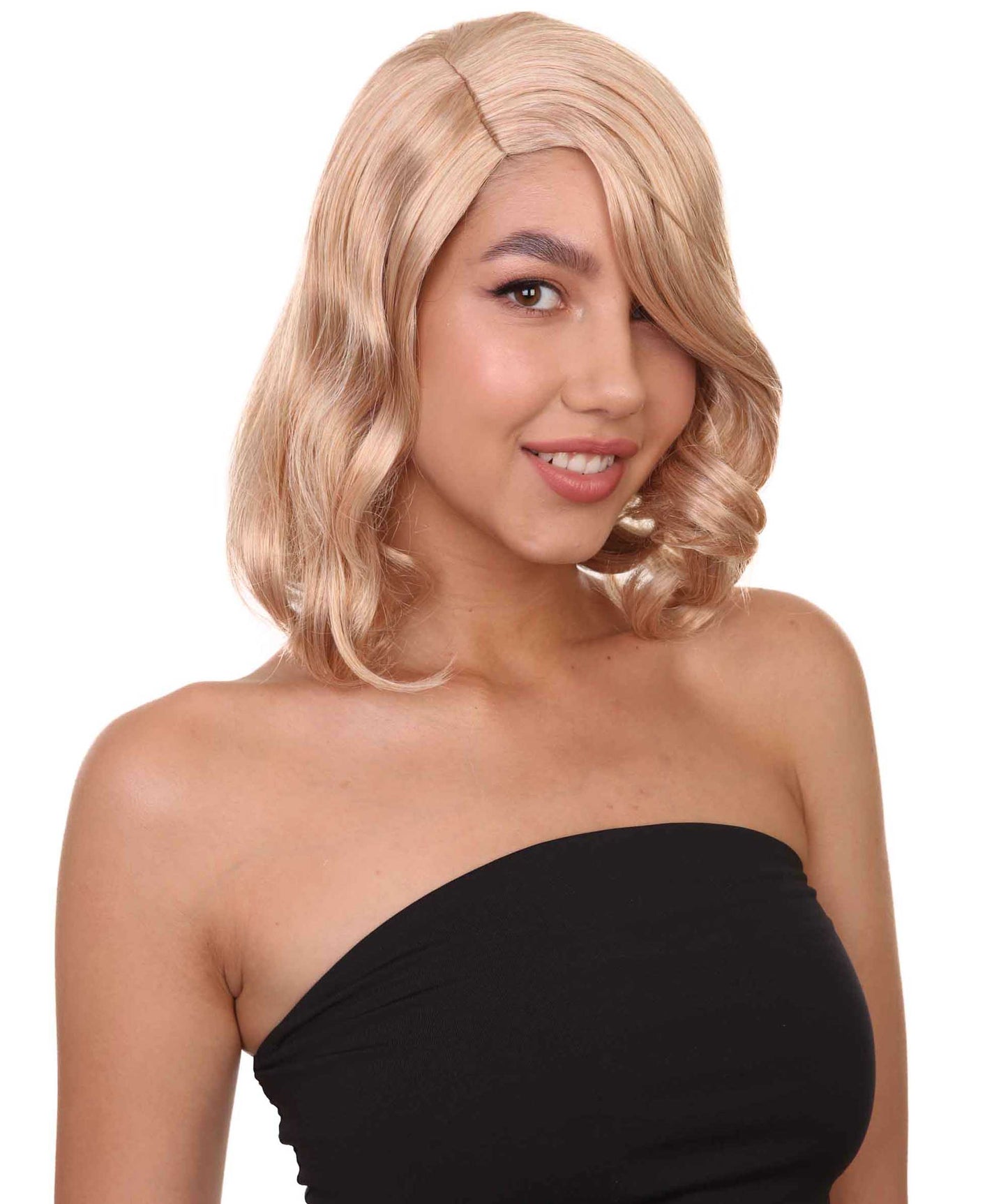 Wigs2you ハロウィン パーティー プレミアム 簡単に着用できる H-1142 とても快適なゴールデン ブロンド カーリー レディ ウィッグ