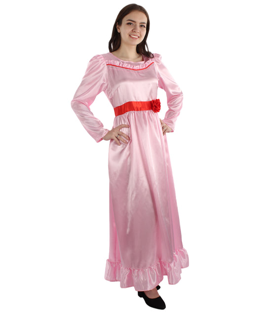 アナベル JCP-079_5 ロング マキシ ドレス サテン フィール プレミアム ホラー ピンク コスプレ コスチューム