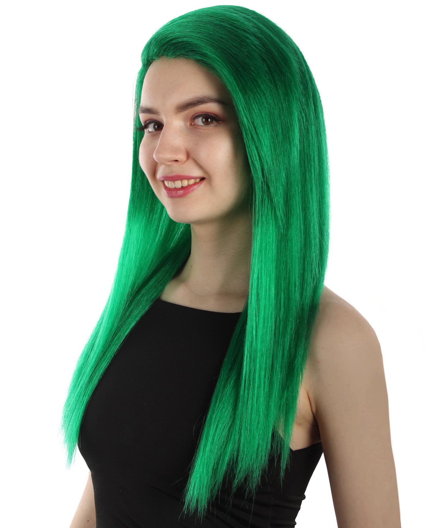 女性用ロングストレートサイドパートコスプレウィッグ グリーン H-5220_7 ファンシースタイル プレミアムハロウィンパーティーウィッグコレクション