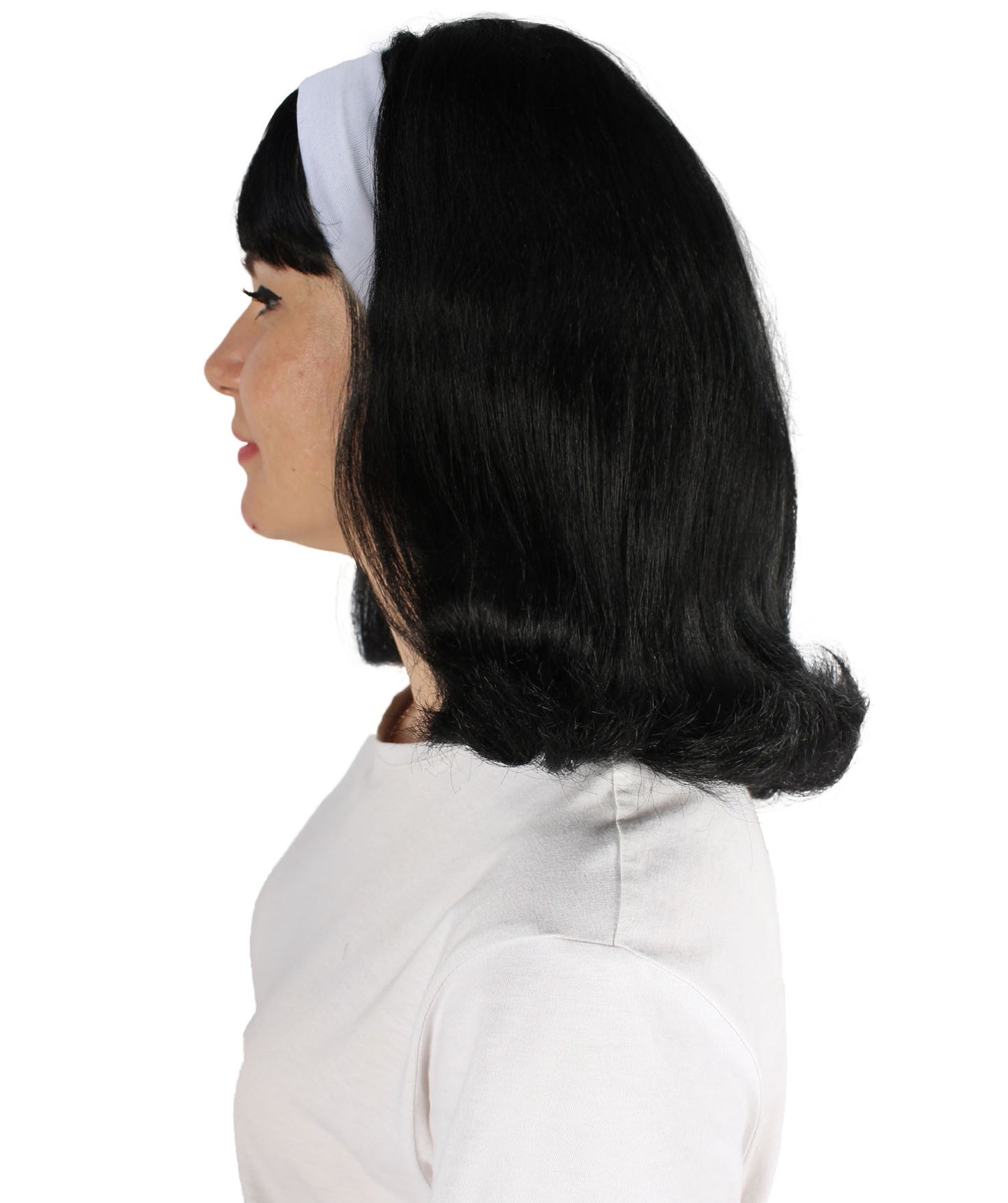 女性 ブラック ストレート ショルダーレングス 50's フリップウィッグ H-5364 プレミアムハロウィンウィッグ