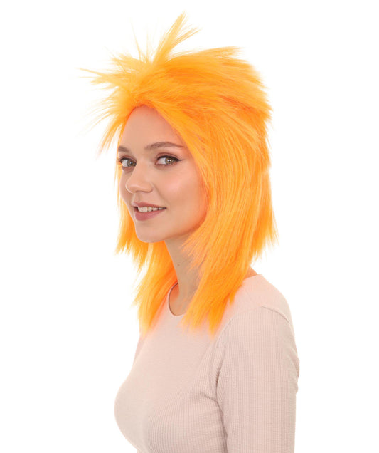 Wigs2you ハロウィン パーティー プレミアム H-1308 簡単に着用でき 快適なフィット感 80 年代女性オレンジ ロッカー スタイルウィッグ