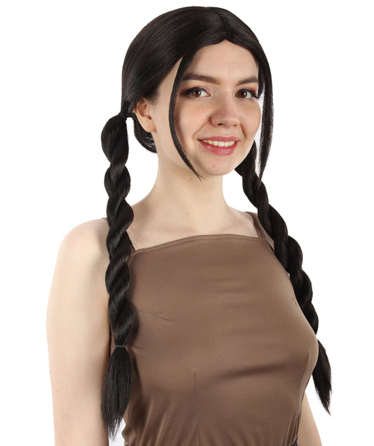 女性用 H-5825 K-POP ガールズグループ ブレイデッド ピッグテール ウィッグ ハロウィンに最適 難燃性合成繊維