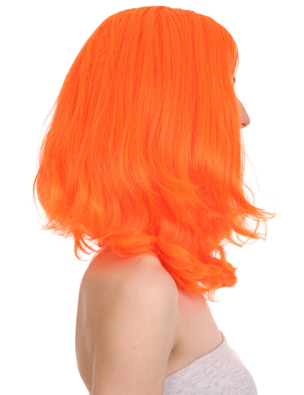 Wigs2you ハロウィン パーティー プレミアム レディース H-1298 着けやすい 快適なフィット感 ネオンオレンジ ページボーイ ウィッグ