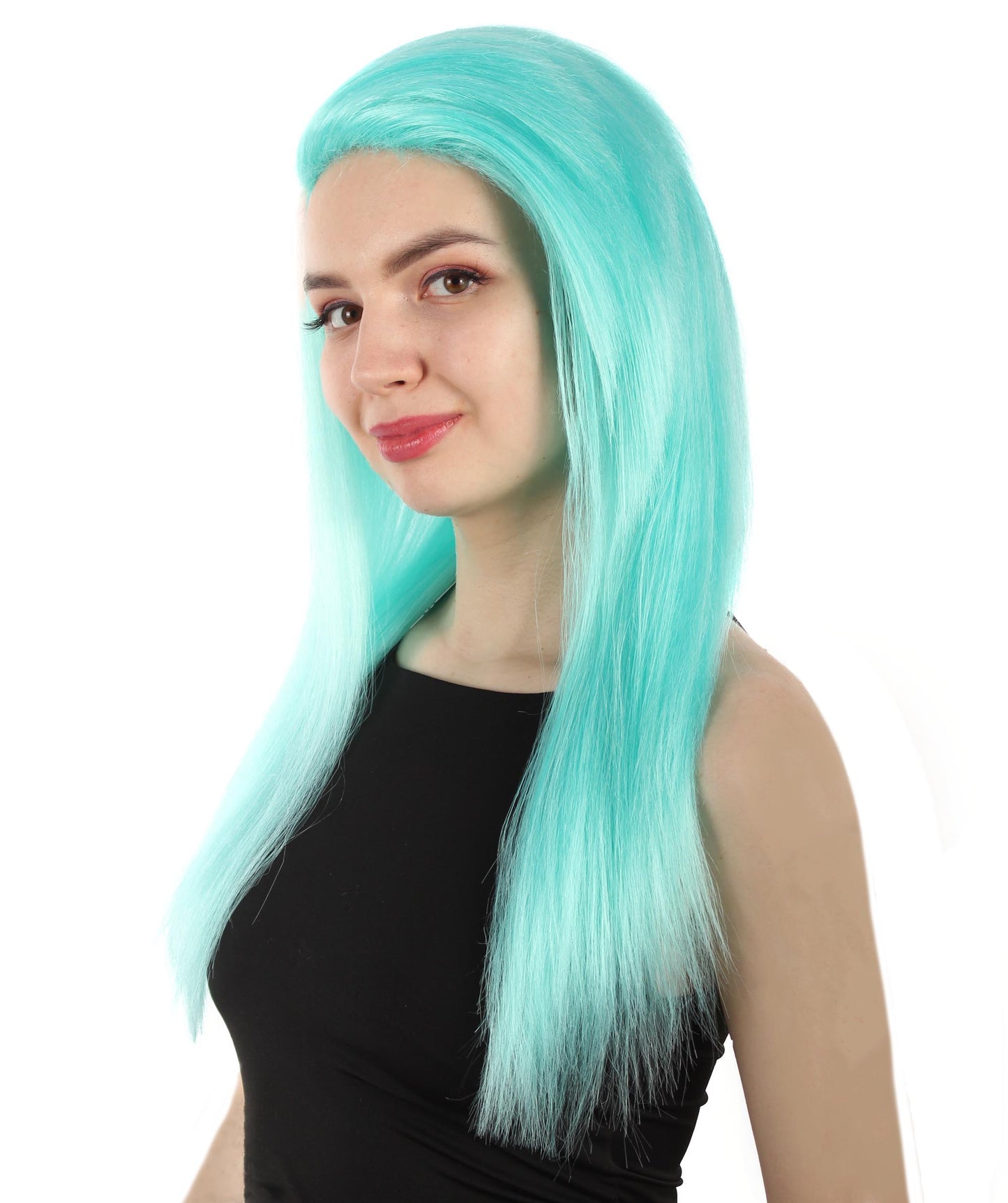 女性用ロングストレートサイドパートコスプレウィッグ ライトブルー H-5220_10 ファンシースタイル プレミアムハロウィンパーティーウィッグコレクション
