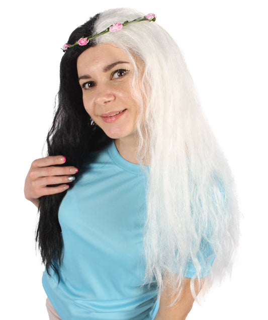 大人用 Queen of Cats H-6317 マルチカラー ヒッピーウィッグ 花冠付き マルチカラーオプション 難燃性合成繊維