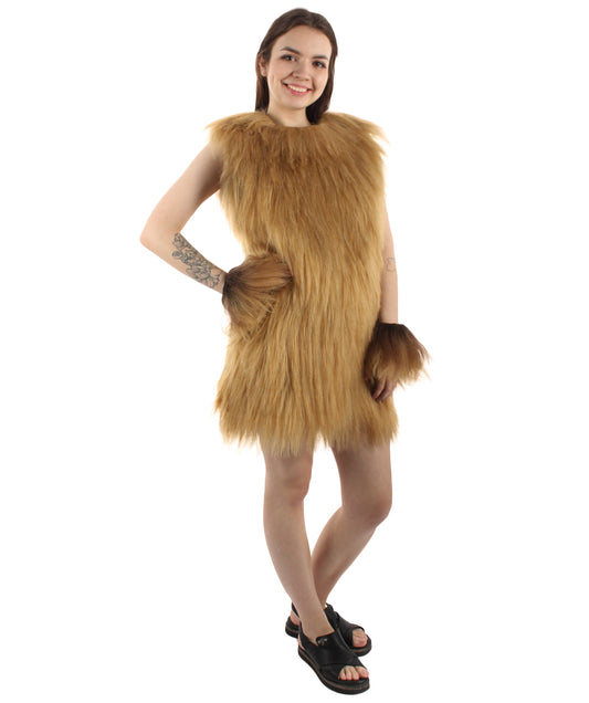 女性 JCP-213_2 の毛むくじゃらの戦士エイプ軍事リーダー抵抗戦闘機ライトブラウンコスプレコスチューム