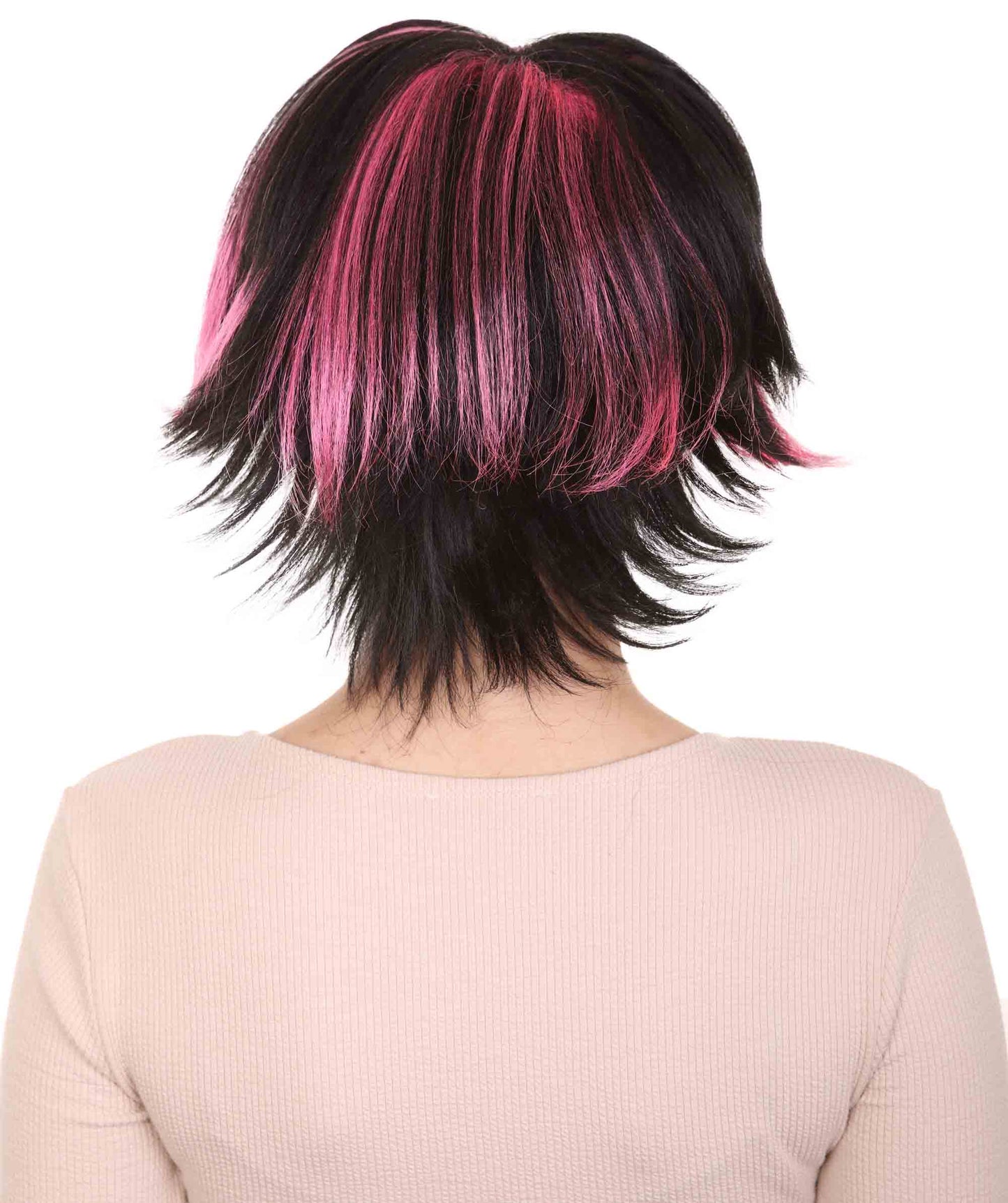Wigs2you ハロウィンパーティ プレミアムレディース H-979 ショートピンクと黒ウィッグ